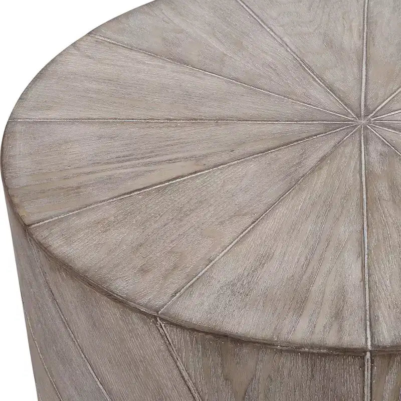 20.5" Round Starburst Wood Side Table — Warm Gray Stain, Fir Wood Veneer