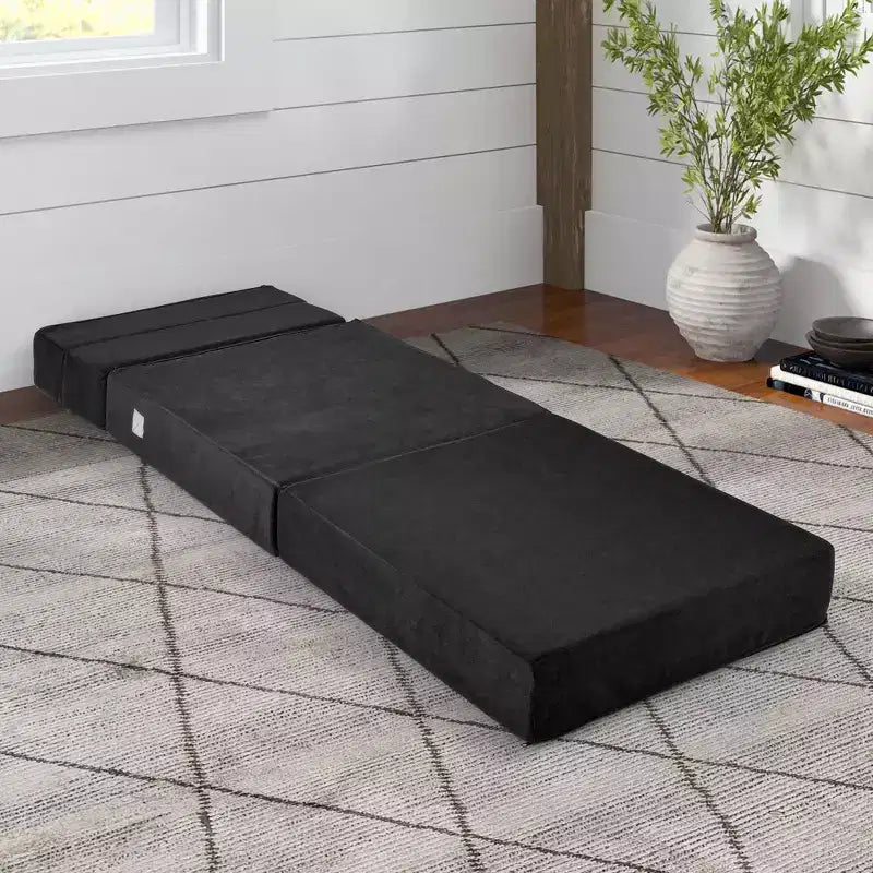 Tri-Fold Convertible Sleeper Chair — Sofa, Lounger & Floor Mattress, Black/Grey/Coffee
