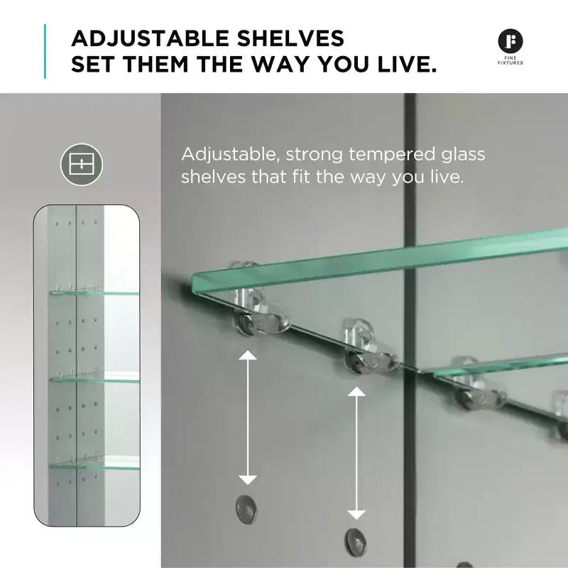 Aluminum Bathroom Medicine Cabinet with LED Light — Recessed or Surface Mount, Mirrored