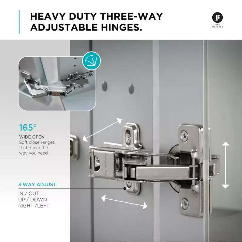 Aluminum Bathroom Medicine Cabinet with LED Light — Recessed or Surface Mount, Mirrored