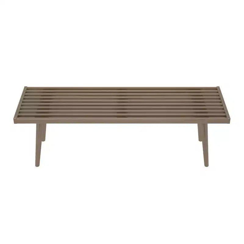 Mid-Century Solid Wood Entryway Bench