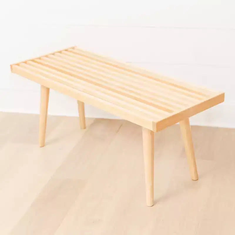 Mid-Century Solid Wood Entryway Bench