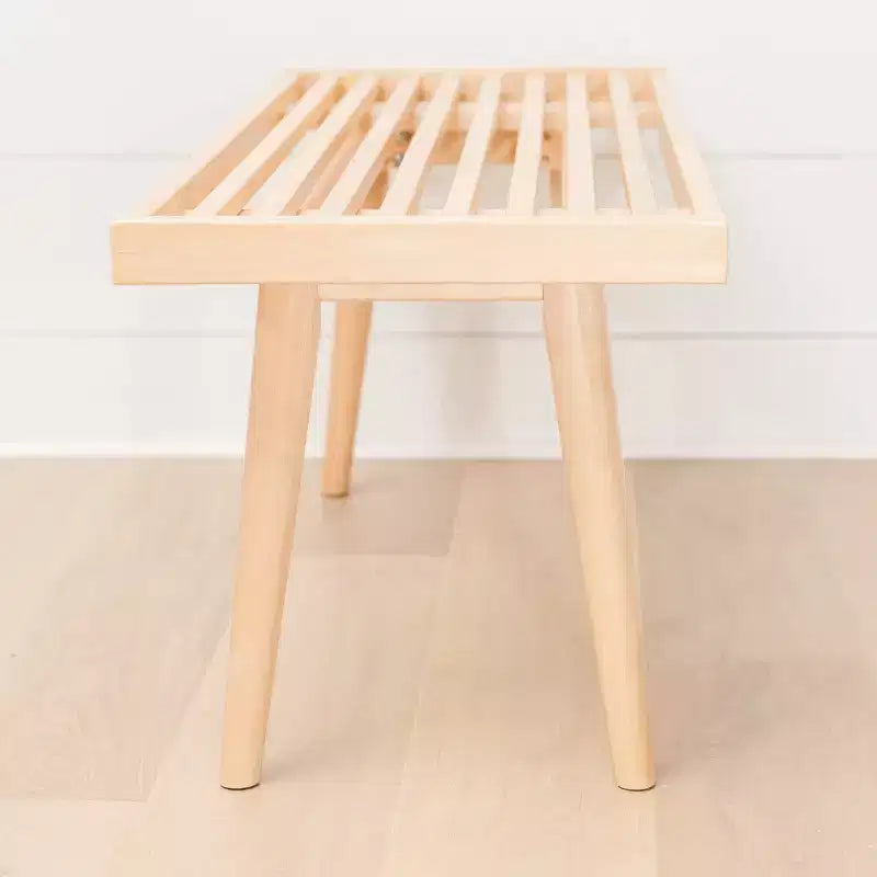 Mid-Century Solid Wood Entryway Bench