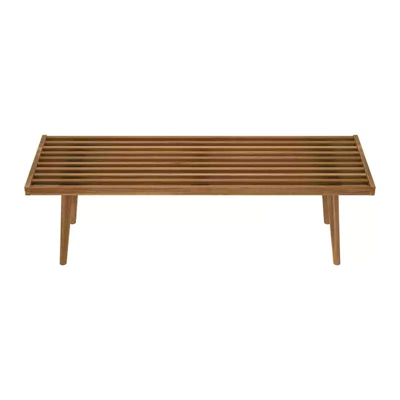 Mid-Century Solid Wood Entryway Bench