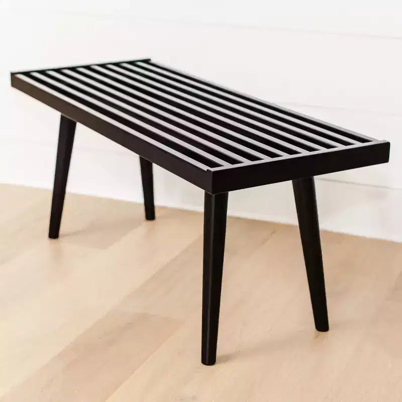 Mid-Century Solid Wood Entryway Bench