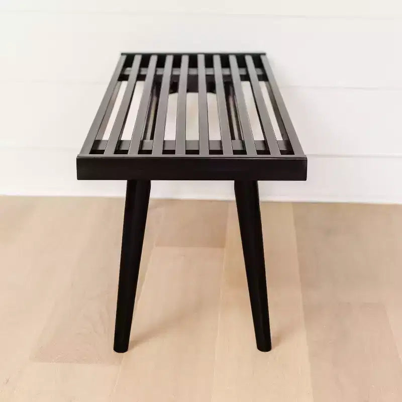 Mid-Century Solid Wood Entryway Bench