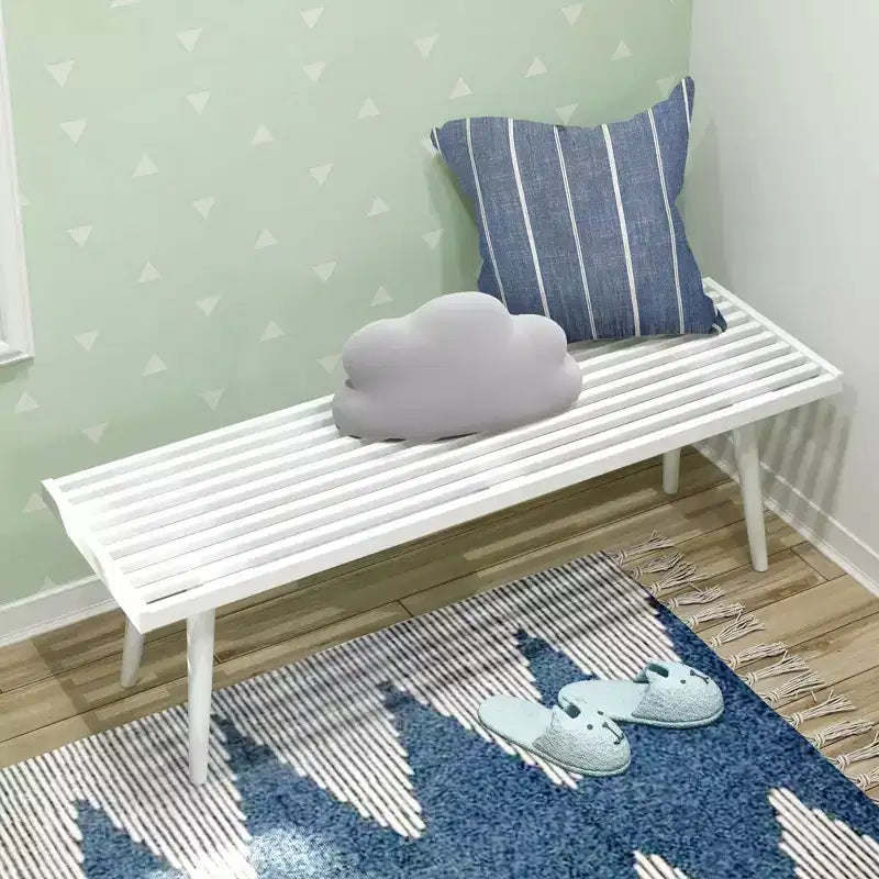Mid-Century Solid Wood Entryway Bench
