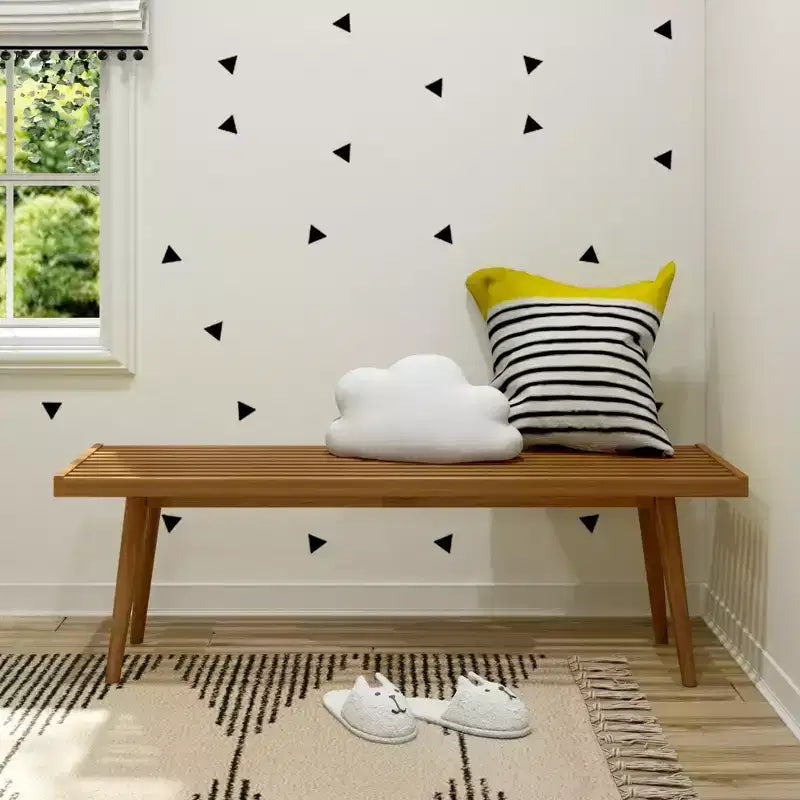 Mid-Century Solid Wood Entryway Bench