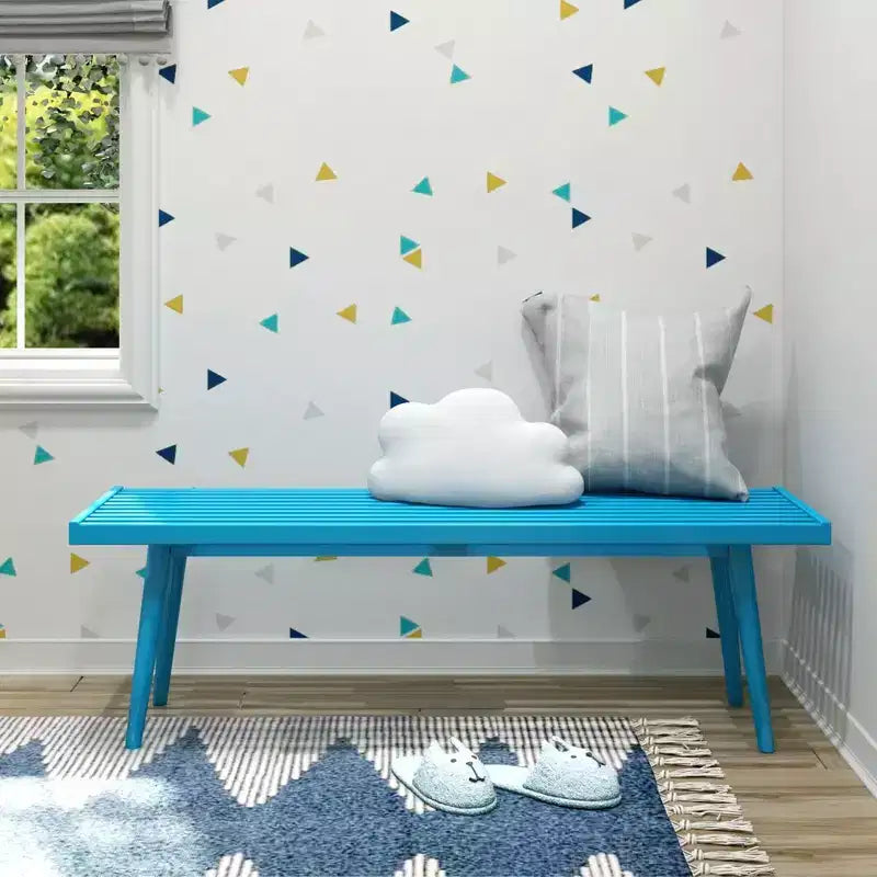 Mid-Century Solid Wood Entryway Bench