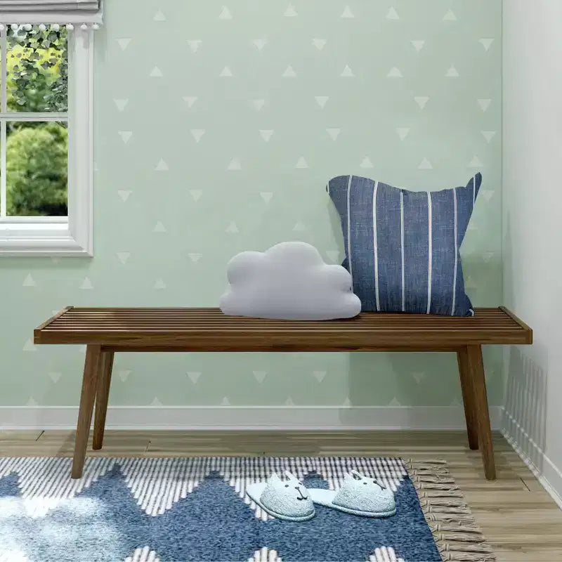 Mid-Century Solid Wood Entryway Bench