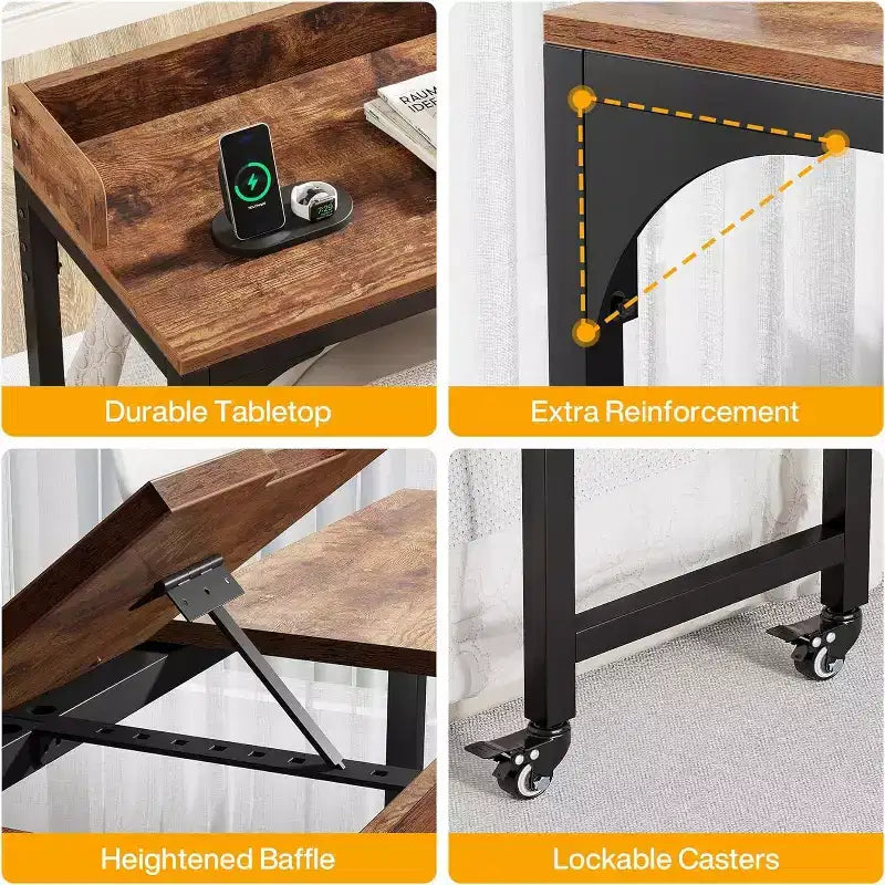 Queen Size Overbed Table with Adjustable Tilt Stand — Mobile Laptop Cart for Home & Hospital