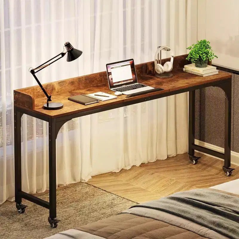 Queen Size Overbed Table with Adjustable Tilt Stand — Mobile Laptop Cart for Home & Hospital