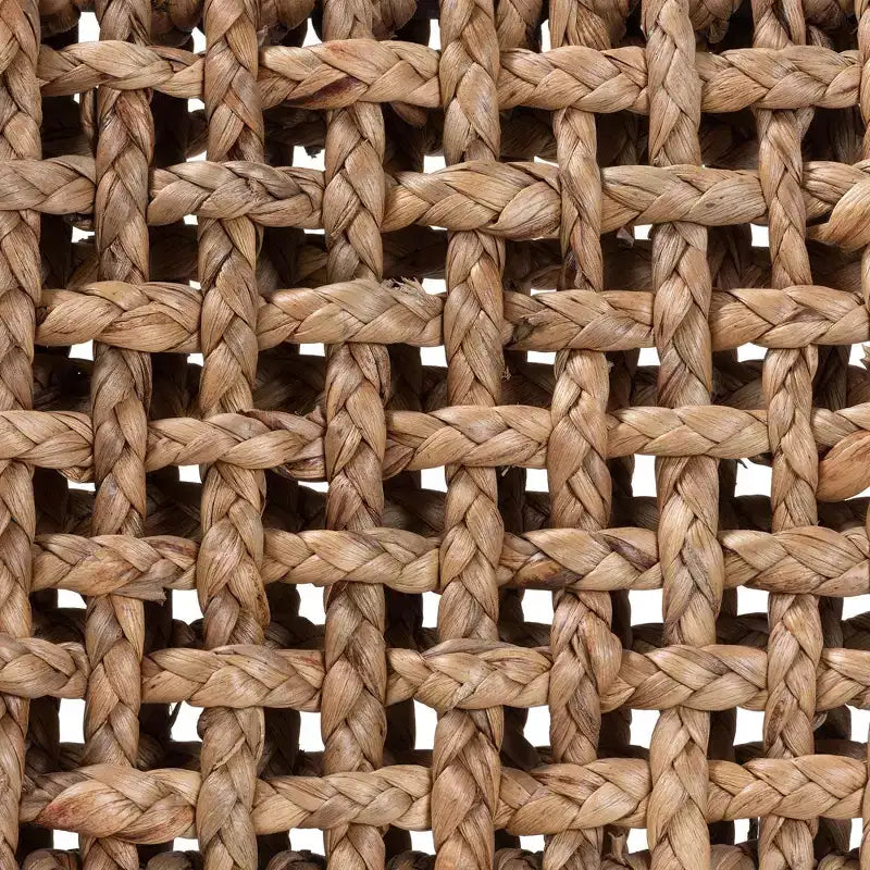 Modern Bohemian Dark Brown Mahogany Wood and Seagrass Dining Chair