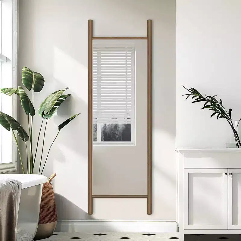 Wood Frame Rectangle Full Length Leaning Mirror