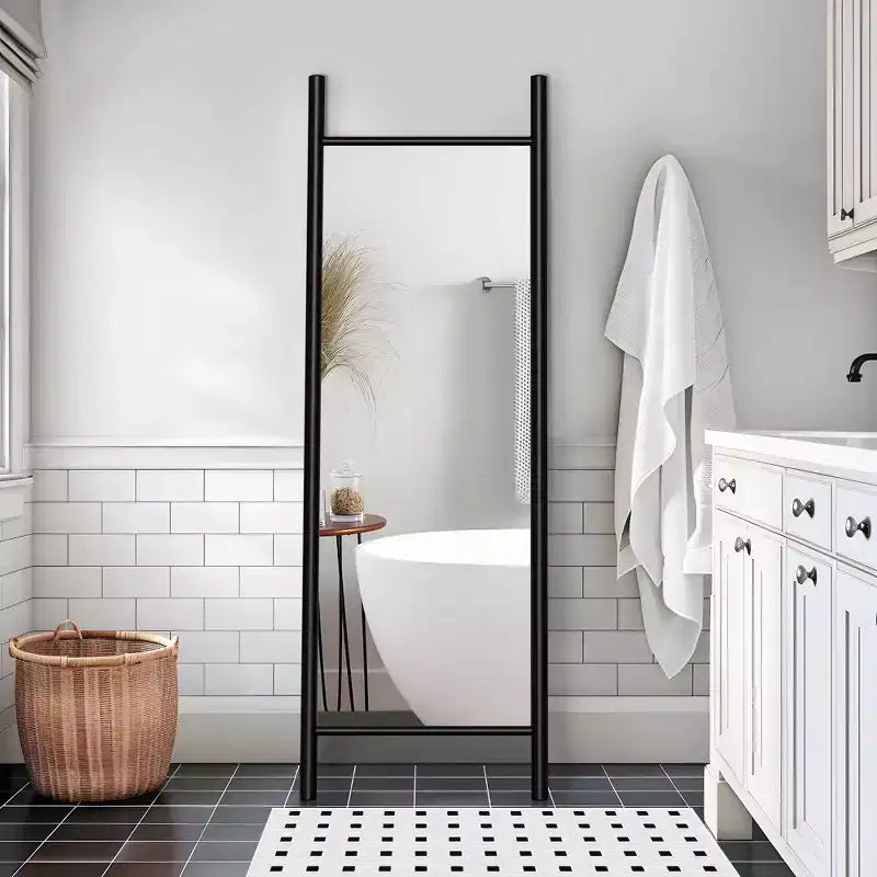 Wood Frame Rectangle Full Length Leaning Mirror