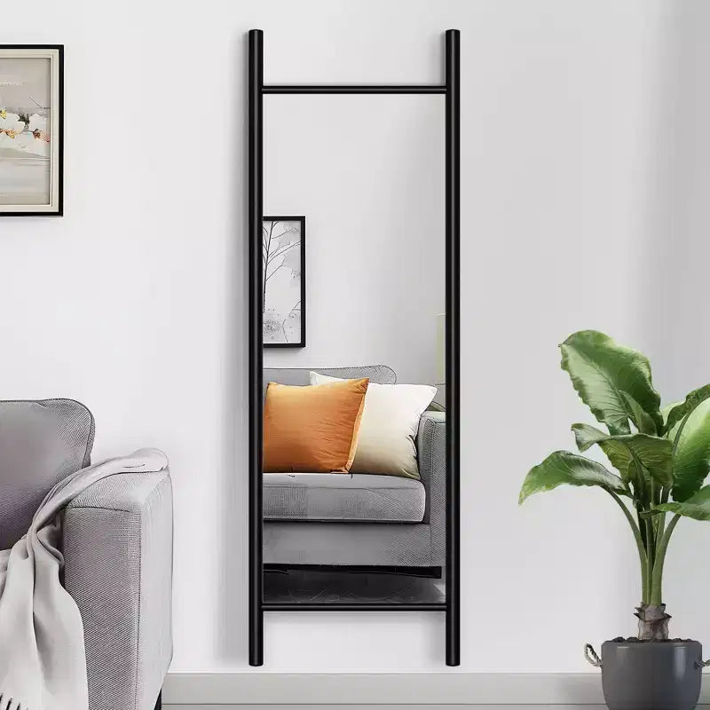 Wood Frame Rectangle Full Length Leaning Mirror