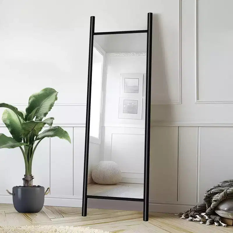 Wood Frame Rectangle Full Length Leaning Mirror